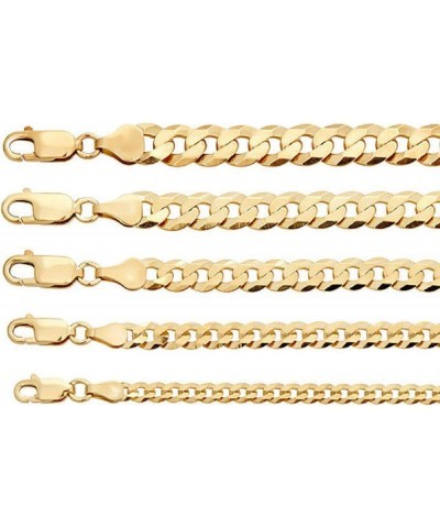 14k Gold Over Solid 925 Sterling Silver - Men's Ladies Flat Cuban Chain - Made In Italy - 18-30" - 4mm 5mm 6mm 7mm 8mm - Neck...