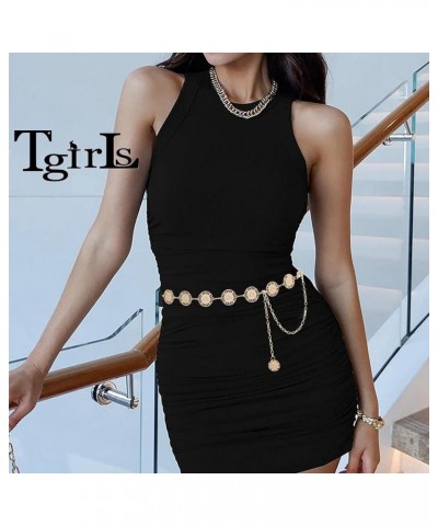 Chain Belt for Women Dress Belts Metal Waist Chain Fashion Body Belly Chain for Jeans Layered Pendant Body Chain B-silver $9....