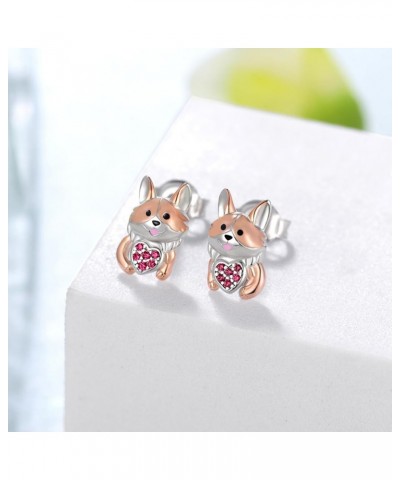 Corgi Earrings 925 Sterling Silver Dog Earrings Corgi Gifts for Corgi Lovers Jewelry Birthstone Gift for Women girl January B...