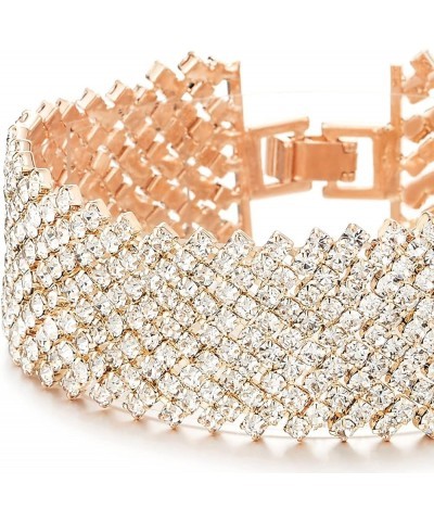 Sparkling Womens Rhinestones Pave Cluster Wide Bangle Bracelet, Bling Bling D-Metal Color:Rose Gold Stone Color:White $9.20 B...