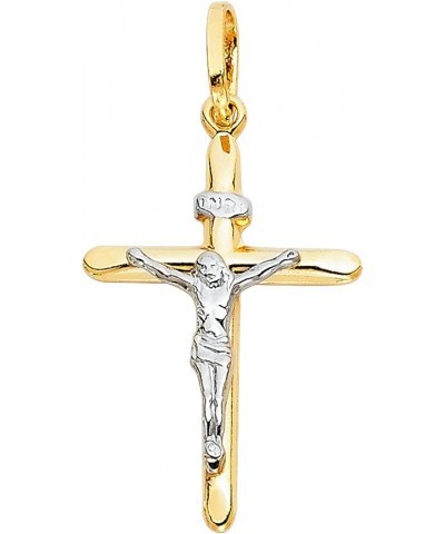 Solid 14K Gold Figaro Chain Two-Tone Cross Pendant Crucifix Necklace - Choose Length 14" to 24 16.0 Inches Figaro - 1.6 mm $7...