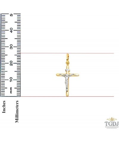 Solid 14K Gold Figaro Chain Two-Tone Cross Pendant Crucifix Necklace - Choose Length 14" to 24 16.0 Inches Figaro - 1.6 mm $7...