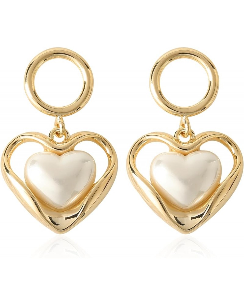 Gold Heart Stud Earrings for Women Girls, Dangle Earrings Drop Gift for Her 217-Gold Heart $10.25 Earrings