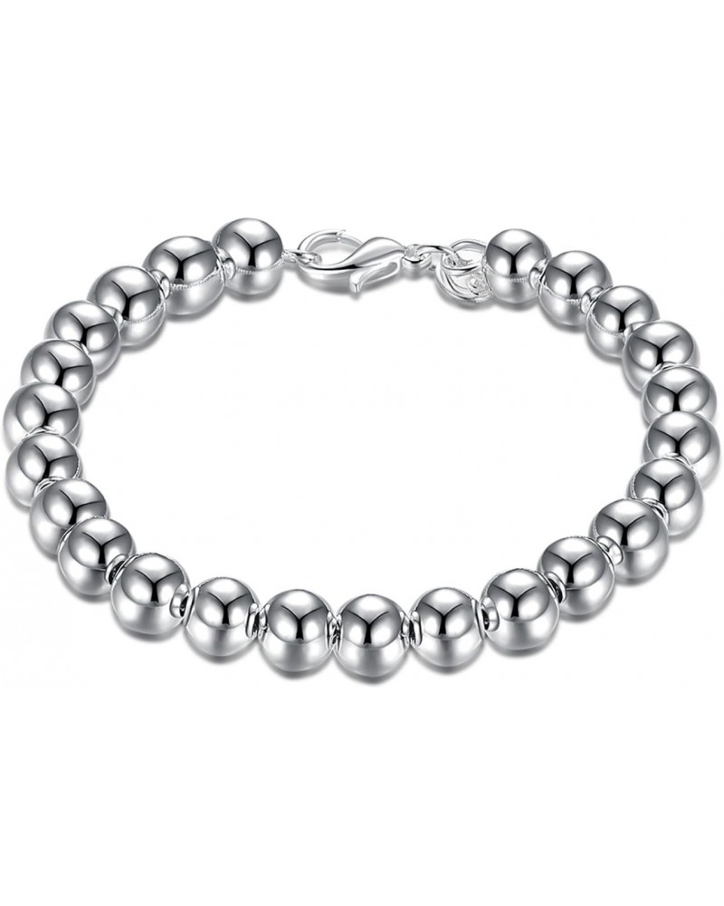 Fashion Jewelry 925 Sterling Silver 8mm Lucky Beads Bracelet for Women and Girls $10.25 Bracelets