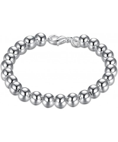 Fashion Jewelry 925 Sterling Silver 8mm Lucky Beads Bracelet for Women and Girls $10.25 Bracelets