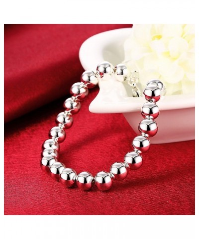 Fashion Jewelry 925 Sterling Silver 8mm Lucky Beads Bracelet for Women and Girls $10.25 Bracelets