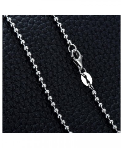 Solid S925 Sterling Silver Diamond Cut Solid Ball Bead Chain Necklace 1.5/2/3 mm Sterling Silver Bead Necklace with Lobster C...