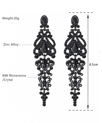 Vintage Floral Teardrop Butterfly Wing Black Austrian Crystal Drop Dangle Earrings for Women Bride Gift A-Dangle $11.79 Earrings