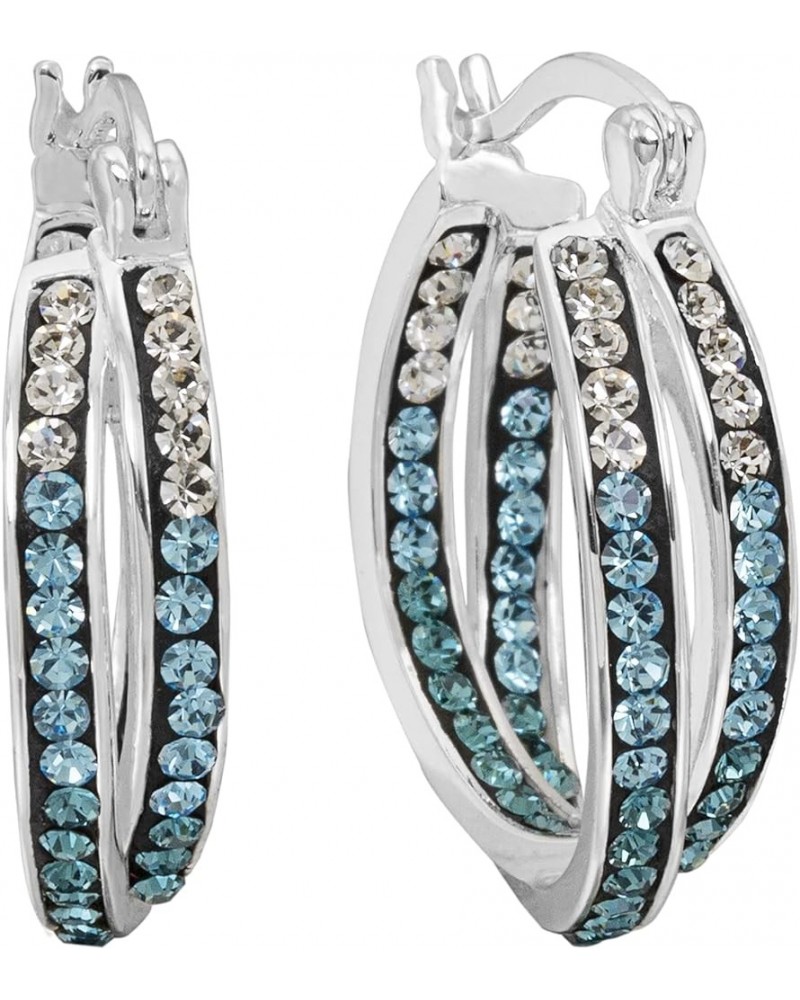 Crystal Jewelry for Women Inside Out Oval Hoop Earrings, Silver Plated, 1.2 Double Twist Ombre $9.85 Earrings