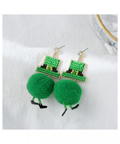 Clover Earrings For Women Hat Girl Irish Earrings Irishr Drop Earrings Little Man In A Green Hat Fashion Irish Jewelry Gift A...