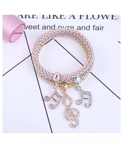 Stretch Bracelets I's 3PCS Gold/Silver/Rose Gold Plated Popcorn Chain with Crystal Charms Multilayer Bracelets for Women Musi...