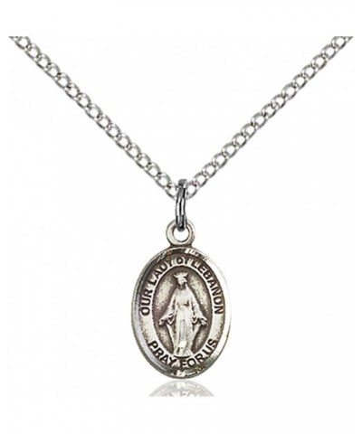 Our Lady of Lebanon Hand-Crafted Oval Medal Pendant in Sterling Silver 1/2 x 1/4 inch $45.57 Necklaces