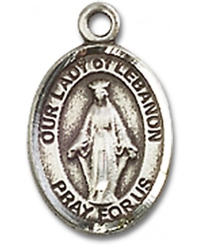 Our Lady of Lebanon Hand-Crafted Oval Medal Pendant in Sterling Silver 1/2 x 1/4 inch $45.57 Necklaces