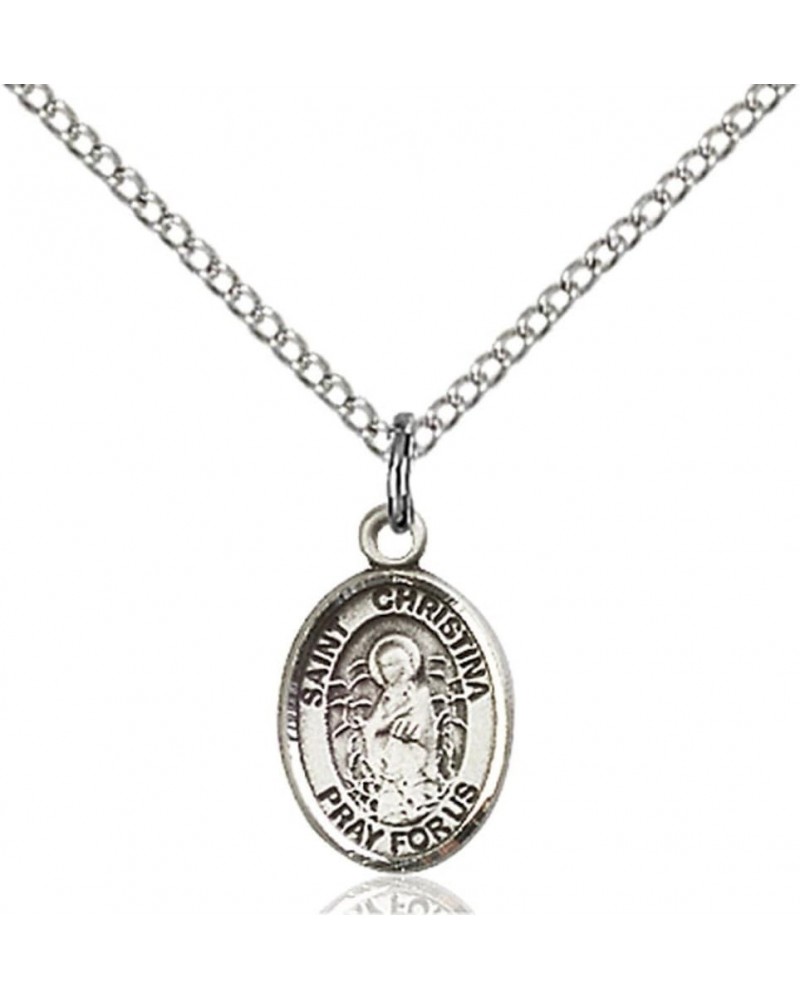 St. Christina The Astonishing Hand-Crafted Oval Medal Pendant in Sterling Silver 1/2 x 1/4 inch $41.27 Necklaces