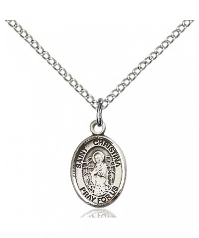 St. Christina The Astonishing Hand-Crafted Oval Medal Pendant in Sterling Silver 1/2 x 1/4 inch $41.27 Necklaces