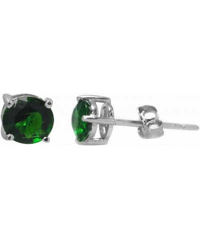 Sterling Silver Birthstone 5mm Round Genuine Gemstone Stud Earrings MAY-Created Emerald $9.68 Earrings