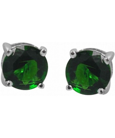 Sterling Silver Birthstone 5mm Round Genuine Gemstone Stud Earrings MAY-Created Emerald $9.68 Earrings