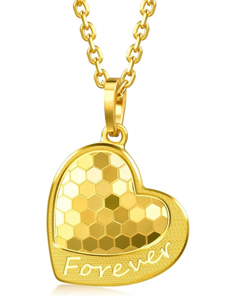 999.9 24K Gold Price-by-Weight 2.24g Gold Dazzling Mirror Gold Heart Pendant for Women 93170P | [Not Include the Necklace] $1...