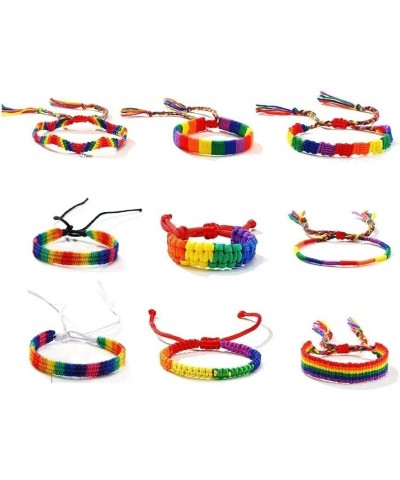 9pcs Rainbow LGBT Bracelet Anklet Adjustable Pride Braided Woven Bracelet for Gay & Lesbian Friendship String Bracelet Gifts ...