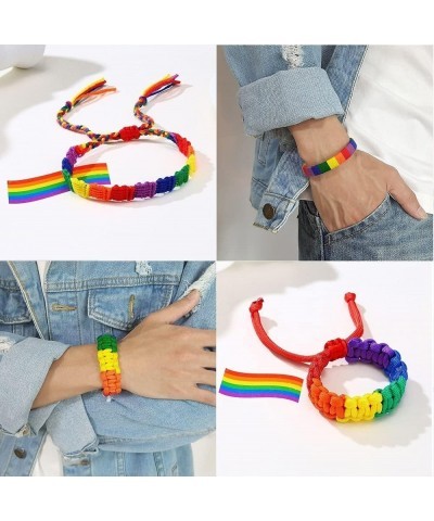 9pcs Rainbow LGBT Bracelet Anklet Adjustable Pride Braided Woven Bracelet for Gay & Lesbian Friendship String Bracelet Gifts ...