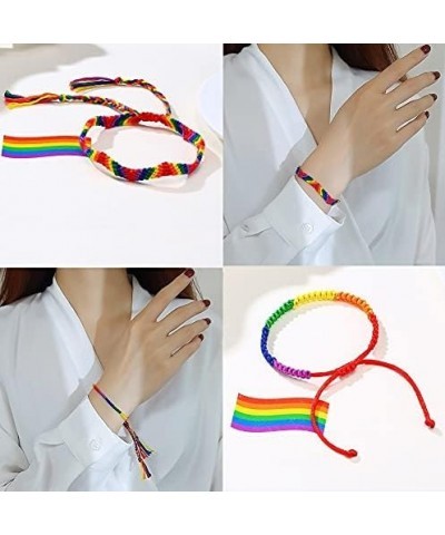 9pcs Rainbow LGBT Bracelet Anklet Adjustable Pride Braided Woven Bracelet for Gay & Lesbian Friendship String Bracelet Gifts ...