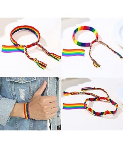 9pcs Rainbow LGBT Bracelet Anklet Adjustable Pride Braided Woven Bracelet for Gay & Lesbian Friendship String Bracelet Gifts ...