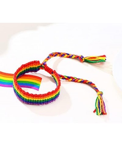 9pcs Rainbow LGBT Bracelet Anklet Adjustable Pride Braided Woven Bracelet for Gay & Lesbian Friendship String Bracelet Gifts ...