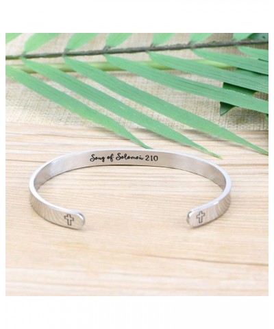 ????????? ????????? for ????? Inspirational Religious Gifts for Her Bible Verse Bapstism Jewelry Cuff Bangle He calls me beau...