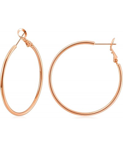 Hoop Earrings for Women 14K Real Gold Plated, 925 Sterling Silver Post Gold hoops for Women Rose Gold 40mm $11.01 Earrings