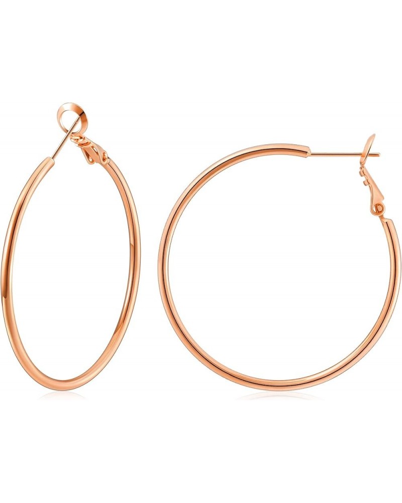 Hoop Earrings for Women 14K Real Gold Plated, 925 Sterling Silver Post Gold hoops for Women Rose Gold 40mm $11.01 Earrings