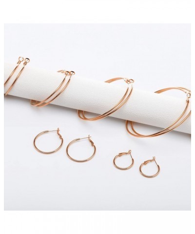 Hoop Earrings for Women 14K Real Gold Plated, 925 Sterling Silver Post Gold hoops for Women Rose Gold 40mm $11.01 Earrings