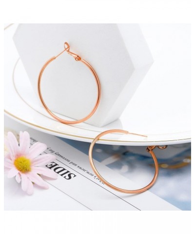 Hoop Earrings for Women 14K Real Gold Plated, 925 Sterling Silver Post Gold hoops for Women Rose Gold 40mm $11.01 Earrings