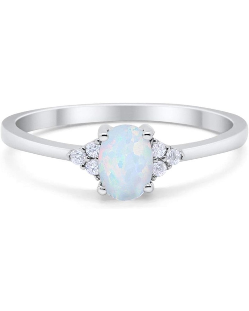 Oval Cut Wedding Engagement Ring Round Clear CZ 925 Sterling Silver Choose Color Lab Created White Opal $11.27 Rings