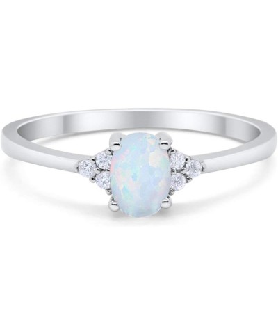 Oval Cut Wedding Engagement Ring Round Clear CZ 925 Sterling Silver Choose Color Lab Created White Opal $11.27 Rings