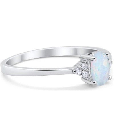 Oval Cut Wedding Engagement Ring Round Clear CZ 925 Sterling Silver Choose Color Lab Created White Opal $11.27 Rings