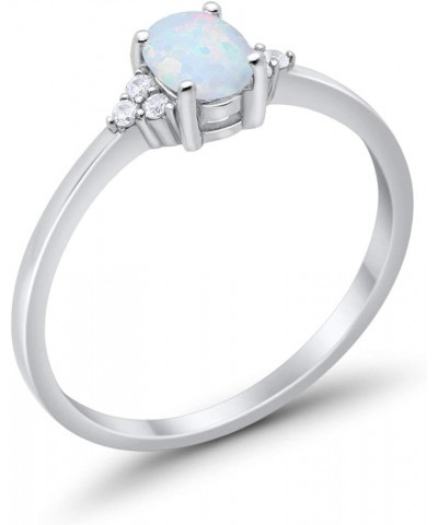 Oval Cut Wedding Engagement Ring Round Clear CZ 925 Sterling Silver Choose Color Lab Created White Opal $11.27 Rings