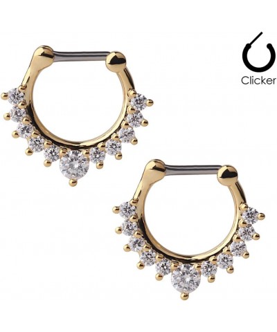 16G Horseshoe Circular Barbell and Nose Ear Daith Septum Clicker Ring with Clear CZ Gems 316L Surgical Steel 2-16PCS 2PCS - G...