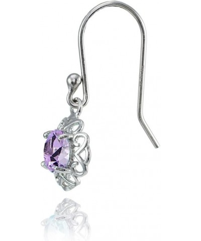 Sterling Silver or Yellow Gold Flashed Gemstone Round Filigree Dangle Earrings Sterling Silver Amethyst $17.84 Earrings