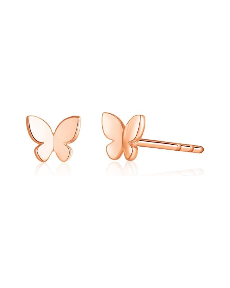 Butterfly Earrings Sterling Silver Tiny Butterfly Stud Earrings for Women Gold Minimalist Earrings Dainty Hypoallergenic Earr...