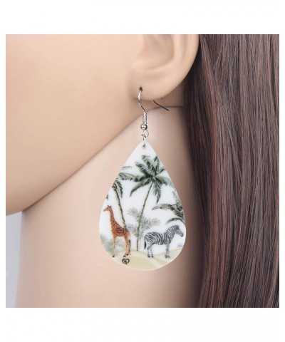 Acrylic Teardrop Zebra Earrings Horse Dangle Drop Charm Jewelry For Women Girls Nice Gift White $7.83 Earrings