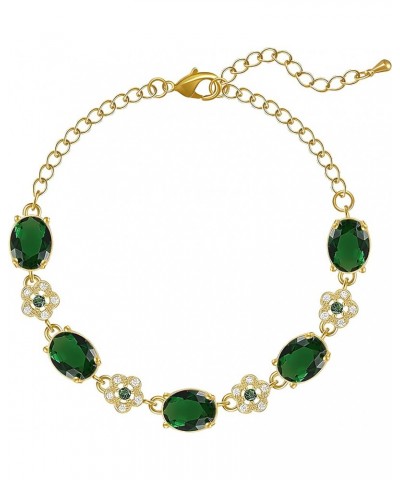 14K Gold Plated Cubic Zirconia Bracelet for Women Gold Emerald $11.11 Bracelets