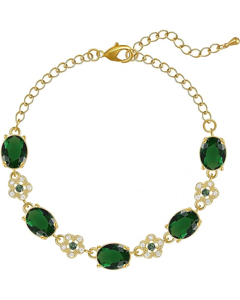 14K Gold Plated Cubic Zirconia Bracelet for Women Gold Emerald $11.11 Bracelets