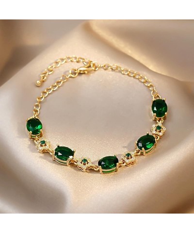 14K Gold Plated Cubic Zirconia Bracelet for Women Gold Emerald $11.11 Bracelets