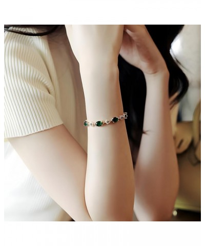 14K Gold Plated Cubic Zirconia Bracelet for Women Gold Emerald $11.11 Bracelets