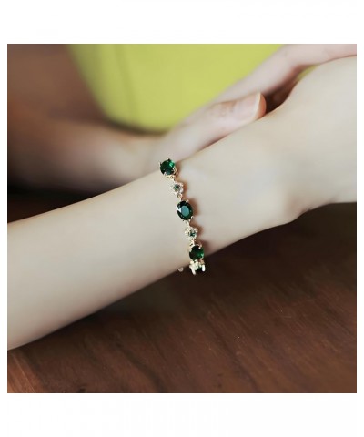 14K Gold Plated Cubic Zirconia Bracelet for Women Gold Emerald $11.11 Bracelets