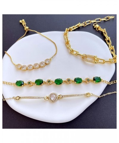 14K Gold Plated Cubic Zirconia Bracelet for Women Gold Emerald $11.11 Bracelets