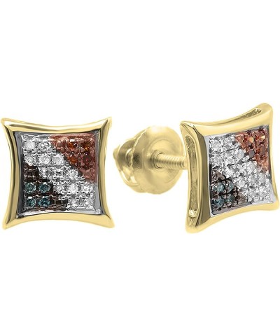 0.10 Carat (ctw) Round Blue, White & Red Diamond Kite Stud Earrings 1/10 CT Yellow Gold 18K $31.29 Earrings