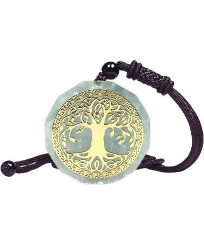 Orgonite Crystal Stone Tree of Life Necklace for Men Women Adjustable Geometry Energy Stone Pendant Necklace Light Blue $10.4...