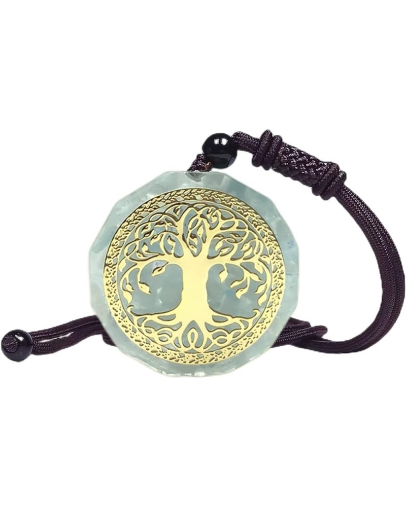 Orgonite Crystal Stone Tree of Life Necklace for Men Women Adjustable Geometry Energy Stone Pendant Necklace Light Blue $10.4...