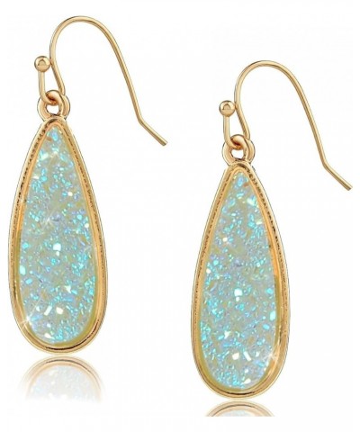 Teardrop Dangle Earrings for Women with Simulated Druzy Stones, in Gold, Rose Gold, or Silver Tone Gold - Aqua Stone $13.28 E...